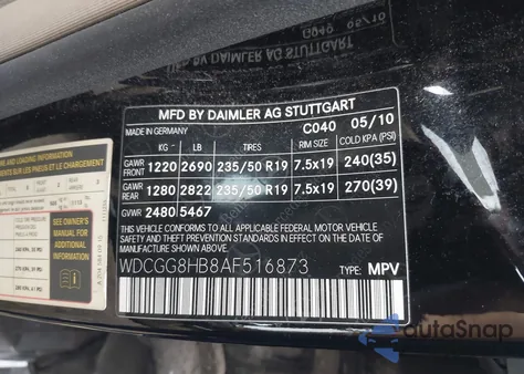 2010 Mercedes-Benz Glk 350 4Matic из США, поврежденный, VIN WDCGG8HB8AF516873